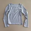 Camisa de Pit Backing Atractiva y Fácil de Usar de Media Botonadura Cuello Redondo Manga Larga Camiseta de Alta Elasticidad Top Nuevo de Otoño para Mujer