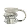 Venta al por mayor con asa taza de pedo gorda vidrio resistente al calor para el hogar taza para beber jugo vidrio transparente de borosilicato