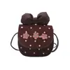 Estilo Coreano Otoño Nuevo Bolso Pequeño de Gamuza Dulce Bolso de Hombro para Niñas con Flores Lindo Mini Bolso Cruzado con Lazo Bolso para Niños