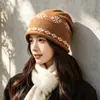 Novo Chapéu de Tricô com Barra Rebatida Jacquard Fair Isle Versátil para Outono Early para Mulheres Quente Versátil Afina o Rosto Chapéu de Lã