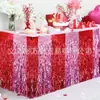 Nova Chegada Arco-íris Colorido Machete Saia de Mesa Onda de Metal Chuva Cortina de Seda Unicórnio Tema Aniversário Decoração de Festa de Casamento