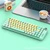 Teclado inalámbrico de doble modo Bluetooth con cable e inalámbrico KM-802 transfronterizo, combinación de colores macaron, punk, lindo, para oficina