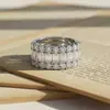 Joyería Hip-Hop Estilo Europeo y Americano Juego de Anillos de Plata S925 Color D Moissanita Vvs Anillo de Boda Personalizado Personalización en Pequeñas Cantidades
