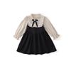 Vestido de Patchwork a Rayas Estilo Academia Primavera y Otoño 2026 para Niñas MDD, Elegante Vestido de Princesa con Volantes