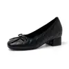 Zapatos de Ballet Cuadrados Acolchados con Lazo para Mujer, Aumentan 7 cm de Altura, Nuevo Estilo Retro 2026, Zapatos de Salón Cómodos con Tacón Grueso y Boca Baja