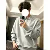 Camiseta masculina de manga longa com zíper parcial cleanfit outono estilo americano ombro normal peça íntima top gola sem capuz moletom