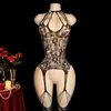 Body sexy transfronteiriço, sedutor e atraente, transparente com strass, rede, provocante, body sem remoção