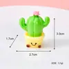 Novo ornamento de suculenta e cacto artificiais de resina, mini planta em vaso com rostinho sorridente, ornamento de resina DIY para casa de bonecas