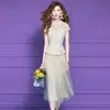 Vestido Bordado Original Feimengyi Estilo Chino Nuevo para Mujer, Verano con Volantes Cuello Alto Bordado Cintura Ceñida Malla Longitud Media