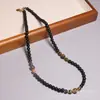 Temu Xiyin Colar Popular 6mm Olho de Tigre Pedra Shoushan Corrente para Clavícula Feito à Mão DIY Colar com Fecho Lagosta de Contas Atacado
