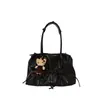Bolsa de Axila Estilo Coreano 2024 Novo Outono/Inverno com Laco Plissado Moda Versátil de Mão ou Ombro Bolsa de Grande Capacidade