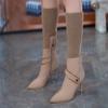 Botas Elásticas Ajustadas sin Cordones para Mujer, Otoño e Invierno 2026, Cremallera Hebilla Metálica Punta Fina Botas de Montar de Tacón Alto