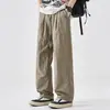 Pantalones Casuales de Pierna Recta de Otoño para Hombre, Estilo High Street Americano, Nuevos Pantalones Deportivos Versátiles de Seda de Hielo Transpirables, Pierna Ancha Suelta para Hombre