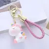 Chaveiro de resina de unicórnio de desenho animado, chaveiro de carruagem pequena fofo e colorido, pingente de bolsa para casal com personalidade, atacado