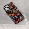Estojo de Filme Colorido com Letras de Grafite da Moda e Descolado para Apple 18 Pro Max, Capa Dura Fosca Personalizada para iPhone 15