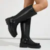 Outono/Inverno 2026 Amazon Supply Casual Salto Médio Baixo 40-43 Tamanho Grande Versátil Cano Alto Botas de Equitação para Mulheres