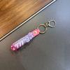 Chaveiro pingente de corda de couro com letra cor rosa choque acessórios de óleo flutuante de desenho animado pingente de chaveiro pulseira atacado