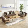 Conjunto de sofá de madera maciza con mesa de centro, alquiler de silla de oficina para tres personas, moderna y sencilla, para apartamento pequeño, sala de estar y oficina