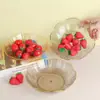 Plato de frutas para el hogar alta calidad material PET plástico alta apariencia borde dorado forma de flor plato de frutas para sala de estar plato de nueces venta al por mayor