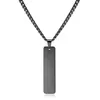 Colar Pingente Masculino Barra Longa de Aço Inoxidável 10mm Insígnia Militar Gravação a Laser Simples Tendência Acessório de Corrente para Suéter
