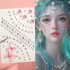 Pegatinas de diamante para maquillaje de ojos, pegatinas de maquillaje, pegatinas para la cara, accesorios para la cara, pegatinas de diamante de perlas de mariposa, pegatinas de strass para la frente de escenario