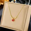 Colar de Aço Inoxidável Coração Vermelho, Comércio Exterior Transfronteiriço, Temu, Aliexpress, Modelo Mais Vendido da Amazon, Venda Direta do Fabricante