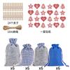 Bolsa de regalo navideña a cuadros azules de fieltro, calendario de adviento navideño, etiqueta de madera con números del 1 al 24, disponible en stock