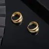 Brincos Argola Lisos de Camada Dupla Novo Estilo Transfronteiriços para Mulheres Argolas Duplas em Forma de C Brincos Studs Design de Alto Padrão Fábrica de Comércio Exterior Atacado
