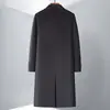 Casaco masculino longo de lã dupla face para outono e inverno, mistura de cashmere e lã de ovelha, gola de terno dupla face, peça de outer wear costurada à mão