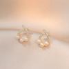 Aretes para Mujer, Aretes Pequeños de Perla de Agua Dulce Estilo Bosque, Aretes Elegantes de Aguja de Plata 925, Aretes de Moda Estilo Coreano
