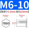 Tuerca remachable avellanada de acero inoxidable Tuerca hexagonal externa impermeable Tuerca de espárrago Inversa TBSO/TBSOS-M4M5M6