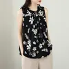 2026 Novo Estilo de Verão Colete Floral Sem Mangas Solto e Moderno Camisa de Chiffon Versátil Top Feminino