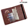 Bolsa de Pasaporte para Viajes Transfronterizos Anti-RFID Multifuncional de Cuero para Recoger Tarjetas Portadocumentos Funda Protectora para Pasaporte y Documentos