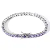 Pulseira de Tennis Popular Hip-Hop Europeia e Americana Venda Quente Transfronteiriça Cravejada com Zircônia 3mm Dupla Fileira Pulseira de Tênis Tendência Atacado