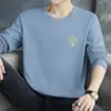 Camiseta de Manga Larga de Algodón Puro para Hombre Tendencia Otoño e Invierno Camiseta Negra Top de Algodón Camisa para Capas Camisa de Otoño