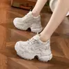 Tênis plataforma grossa que aumenta a altura para mulheres, novos tênis casuais de outono 2026, estilo vintage desgastado, calçados femininos versáteis