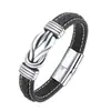 Pulsera de Cuero para Joyería de Hombres, Pulsera de Cuero con Diseño de Giro Magnético de Aleación, Pulsera Estilo Punk, Exclusivamente para Ventas Transfronterizas