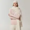 Bai Cai Rong Coleção Outono 2026: Cachecol Feminino 100% Caxemira, Design de Alto Padrão Estilo Francês, Cachecol Tricotado Liso com Franjas