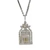 Collar de Puerta de la Felicidad HaiRui HW para Mujer, Cadena de Clavícula Dorada V de Alta Gama, Moda, Lujo Ligero, Completamente Diamantada, Castillo, Jaula de Pájaros, No se Desvanece