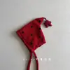 Gorro de Lana Flocado Rojo para Niños y Niñas, Gorro de Punto de Invierno con Protección para las Orejas, Set de Bufanda, Gorro Cálido y Lindo para Bebé