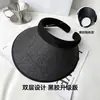 Sombrero de Sol Negro de Plástico Ins de Verano Estilo Coreano Sombrero de Sol de Copa Vacía Sombrero de Sol de Celebridad de Internet con Ala Ancha Sombrero de Sol de Paja para Mujer Diadema de Sol de Moda