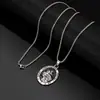 Collar con colgante de hip-hop para hombre, de gran oferta transfronteriza, de marca europea y americana, redondo, con cadena de acero de titanio y brújula, para personas mayores.