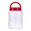 Pote de armazenamento PET de grau alimentício, alta vedação, grande capacidade, transparente, boca larga com alça para grãos e chá