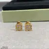 Brincos de Tarraxa Borboleta Turquesa Versão Alta V Dourada Brincos de Trevo de Quatro Folhas Femininos Processo CNC Borda Contas Redondo Exquisito Estilo Pequena Fada
