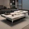 Mesa de café de pizarra estilo italiano, Minimalista moderna de lujo ligero, Muebles sencillos para sala de estar para uso doméstico, Combinación cuadrada de alta gama para apartamentos pequeños