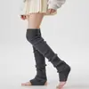 Polainas de punto para mujer, calcetines cálidos de otoño e invierno hasta la rodilla, polainas de lana de color liso, estilo japonés versátil