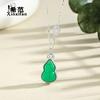 Collar de calabaza de ágata verde de plata esterlina S925 para mujer asimétrico cobre retro estilo nacional personalidad temperamento versátil exquisito