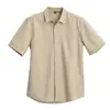 Camisa de Trabajo de Algodón Puro de Manga Corta para Hombre Mu Qiu Verano Holgada Retro de Media Manga para Superponer Casual