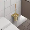 Cepillo para Inodoro de Nogal Baño Mango Largo Cepillo para Inodoro Montaje en Pared sin Agujeros con Base