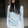 25 Años Principios de Otoño Nuevo Estilo Terciopelo Alemán Cuello en U Tejido de Punto Manga Larga para Mujer Bloques de Color Aspecto Adelgazante Jersey Falso de Dos Piezas Camiseta Base